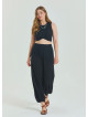 Elastic Waist Relaxed Cut Black Plus Size Trousers 4627